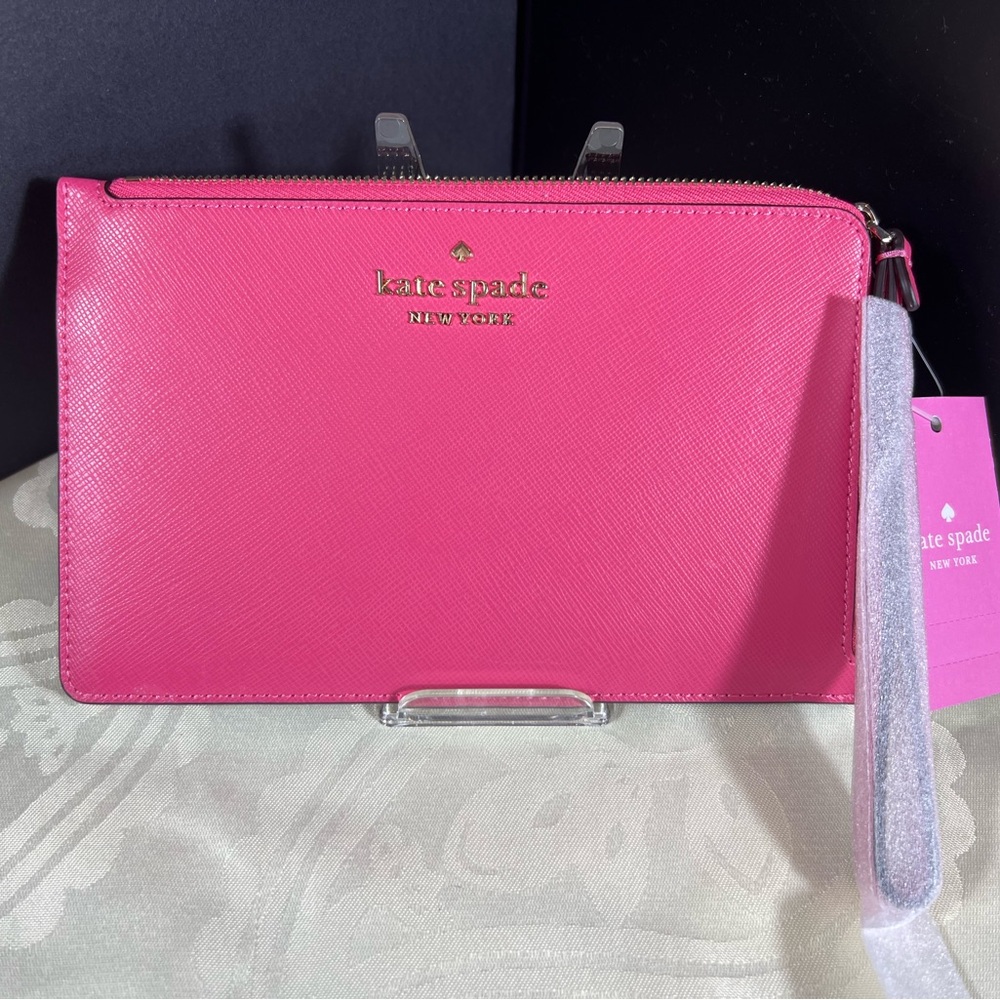 2050: NWT Kate Spade Pink Saffiano Leather Cardholder Wristlet
